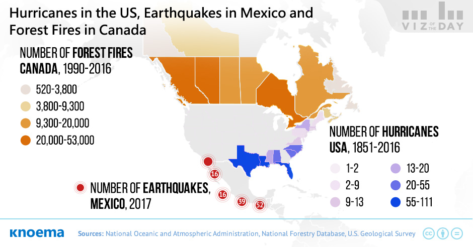 Hurricanes in the US, Earthquakes in Mexico and Forest Fires in Canada