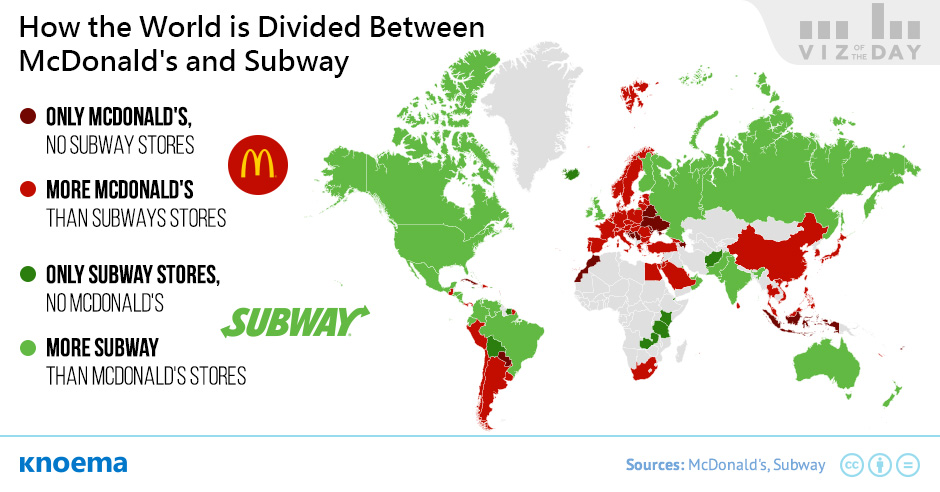 McDonald's vs Subway by Countries